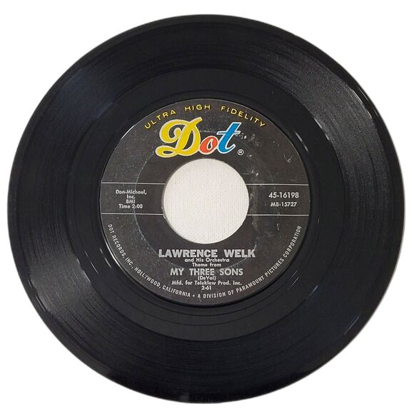 Lawrence Welk 45 RPM - Out Of A Clear Blue Sky / My Three Sons - Dot VG Theme - Picture 2 of 2